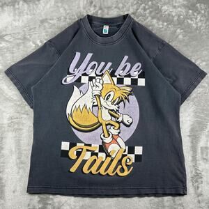 Vintage Sonic The Hedgehog Tails Graphic T Shirt Mens Large Gray “You Be Tails”